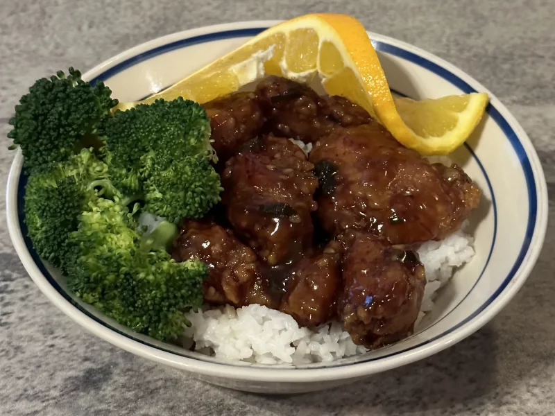 Broccoli with orange chicken